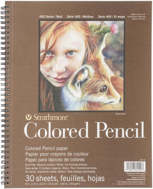 Bloc con espiral para dibujar, marca Strathmore, 9 X 12 pulgadas, 30 hojas