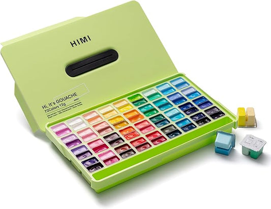 HIMI Juego de pintura gouache de dos cápsulas de gelatina, 72 colores 12g, diseño de cápsula de gelatina, pintura no tóxica para lienzo y papel, suministros de arte para profesionales (72 colores)