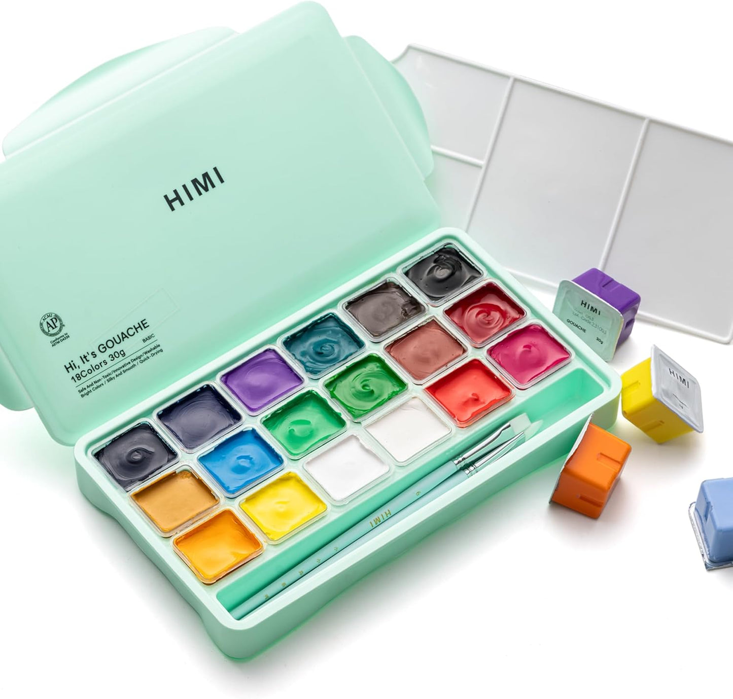 HIMI Gouache. Juego de pinturas de 18 colores (1 onza/pieza), diseño único de cápsula de goma, pinturas no tóxicas para artistas, pintores de hobby y niños, ideal para pintura en lienzo, para regalo novedoso.