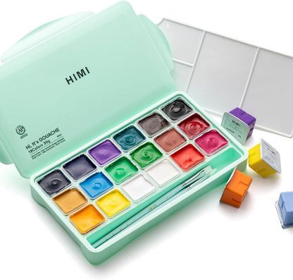 HIMI Gouache. Juego de pinturas de 18 colores (1 onza/pieza), diseño único de cápsula de goma, pinturas no tóxicas para artistas, pintores de hobby y niños, ideal para pintura en lienzo, para regalo novedoso.