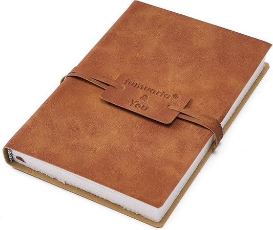 RESERVA - Deckle Edge Cuaderno de bocetos de papel de acuarela, diario de cuero vintage 100% algodón, 140 libras, 300 GSM, diario de 24 hojas hecho a mano para técnicas de medios mixtos (marrón, 4 x 6