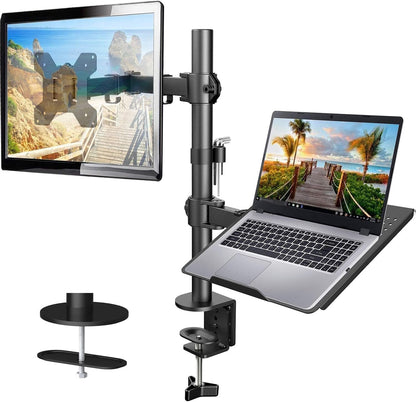Soporte de monitor ajustable, soporte de escritorio de un solo brazo para pantalla de 32 pulgadas y portátil de 17 pulgadas, soporte ergonómico resistente con capacidad para 22 libras