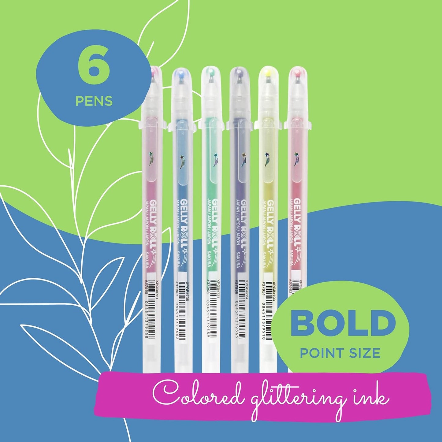 Juego de bolígrafos de tinta en gel Sakura Gelly Roll 6 piezas, punta fina - Stardust KEEPLIVINGFASTER