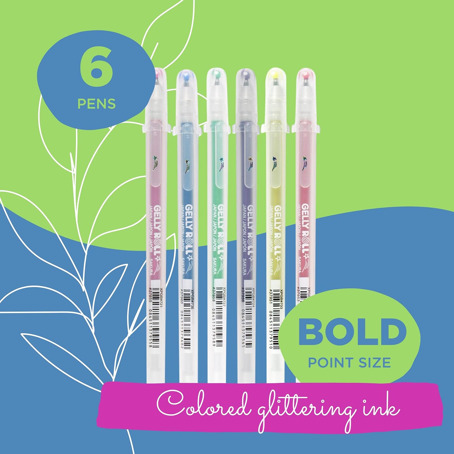 Juego de bolígrafos de tinta en gel Sakura Gelly Roll 6 piezas, punta fina - Stardust KEEPLIVINGFASTER
