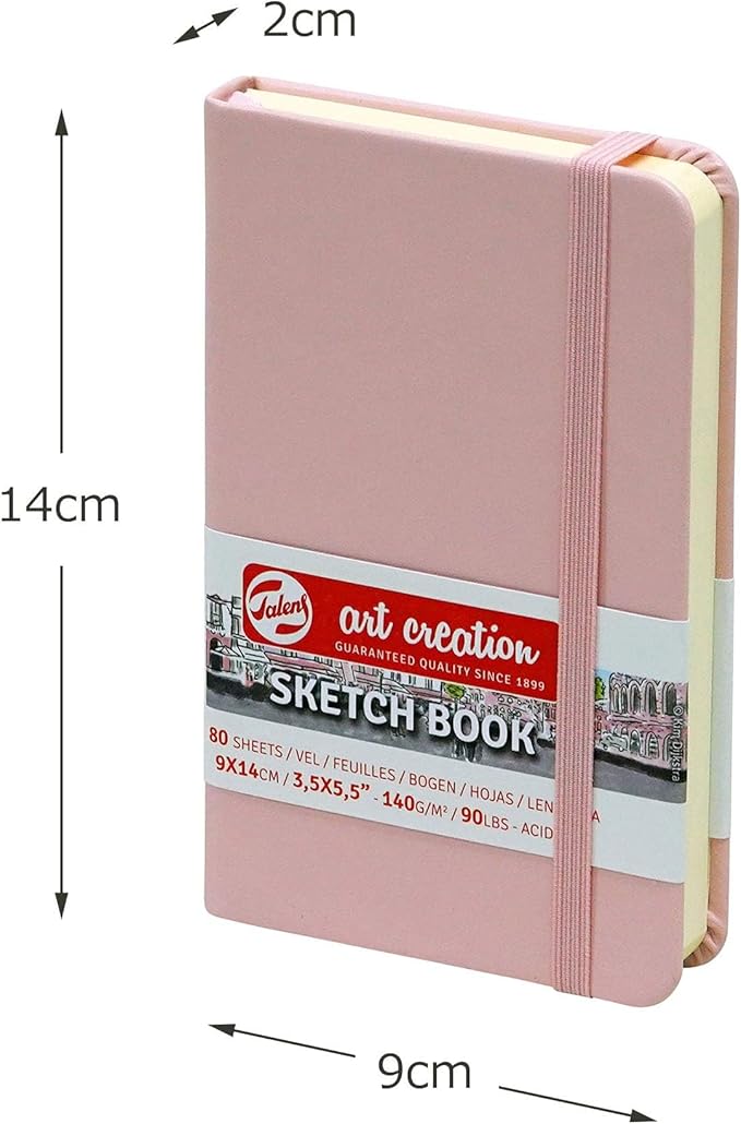 Talens Art Creation - Cuaderno de bocetos 80 hojas, 3.5 in x 5.5 in, Rosa pastel