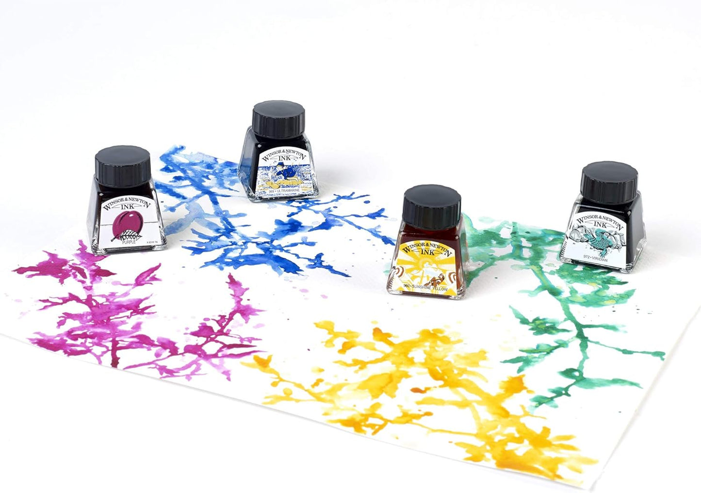 Winsor & Newton Juego de 4 tintas de dibujo de colección, tonos ricos