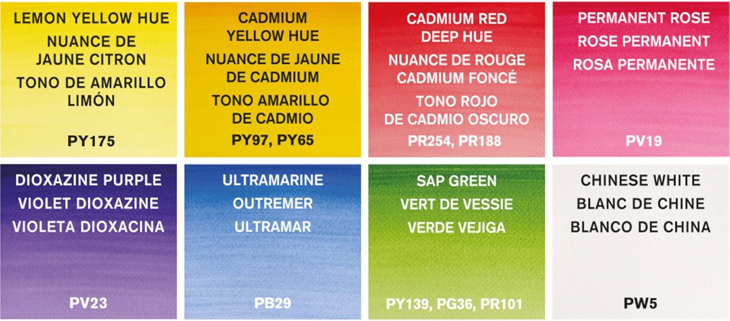 Winsor & Newton - Cotman - Juego de acuarelas, 8 medias pastillas florales Winsor & Newton