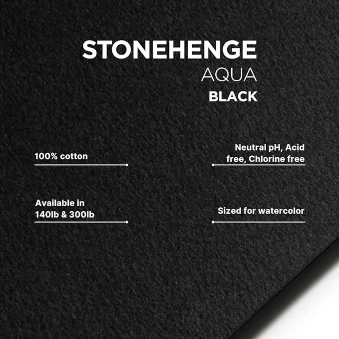 Stonehenge Aqua Papel negra de peso medio, 140 libras, Coldpress, 5 x 7 pulgadas, 15 hojas para medios húmedos y secos KEEPLIVINGFASTER