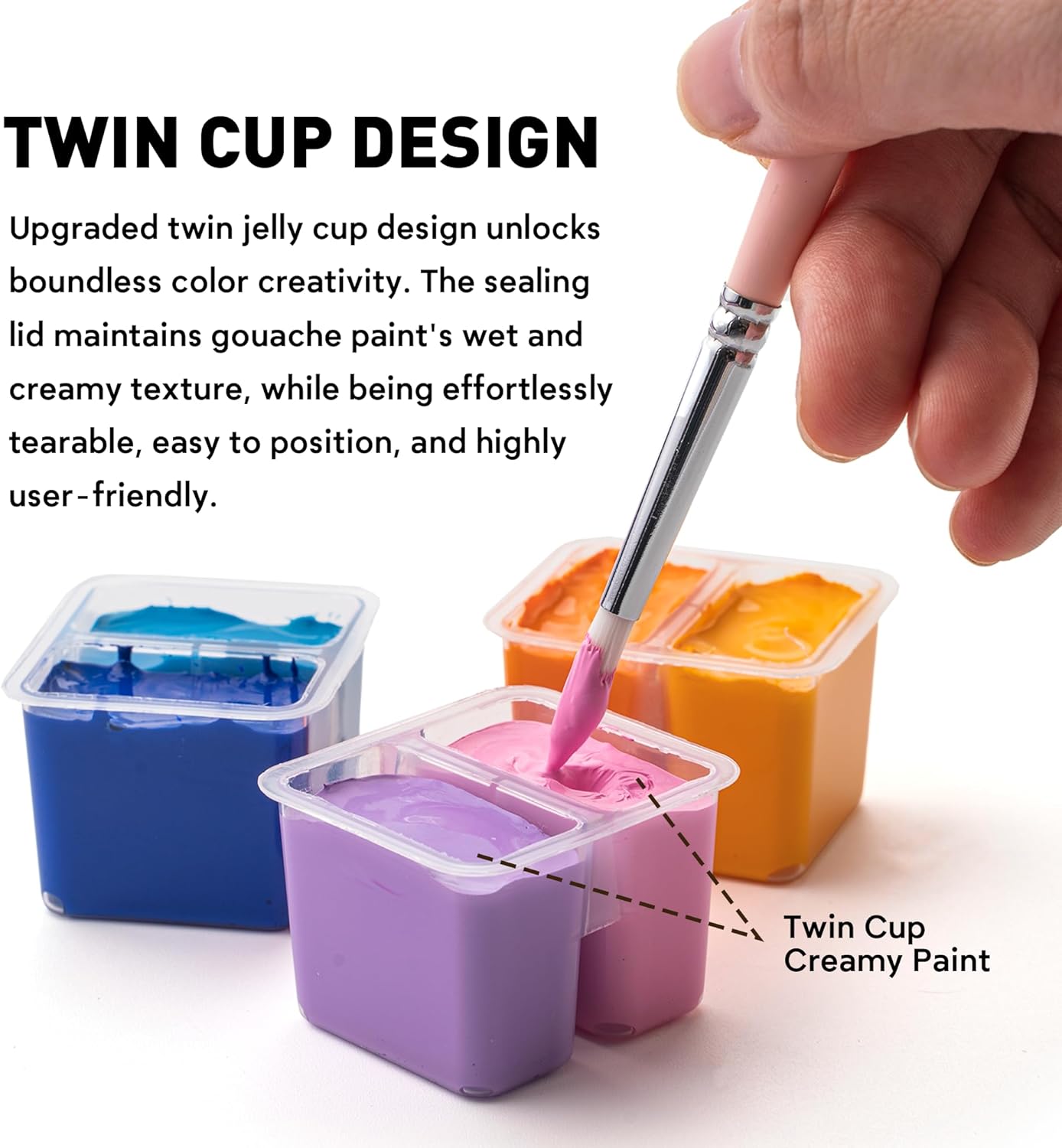 HIMI Juego de pintura Twin Cup Jelly Gouache, 48 colores de 0.42 oz, diseño de taza de gelatina, pintura no tóxica para lienzo y papel, suministros de arte para profesionales (caja verde) KEEPLIVINGFASTER