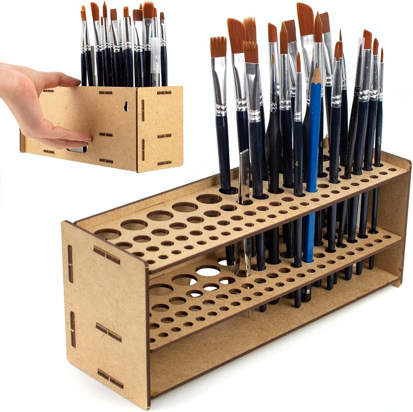 Soporte para pinceles. Organizador de pinceles de pintura de gran capacidad y kit organizador de suministros de arte para miniaturas de mesa y pared, modelado y manualidades
