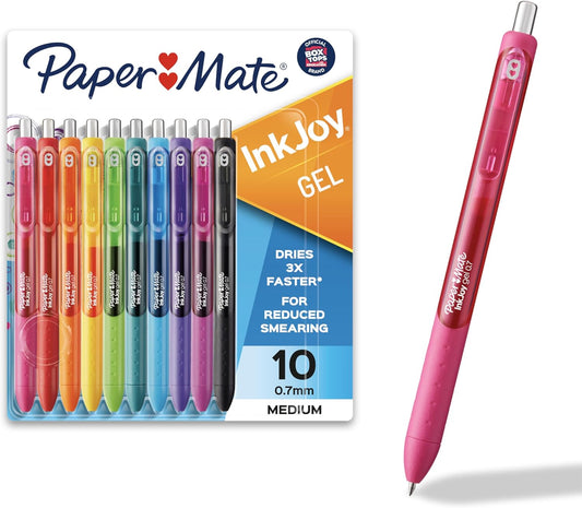 Paper Mate - Bolígrafos de gel InkJoy, punta media, surtidos, 10 unidades