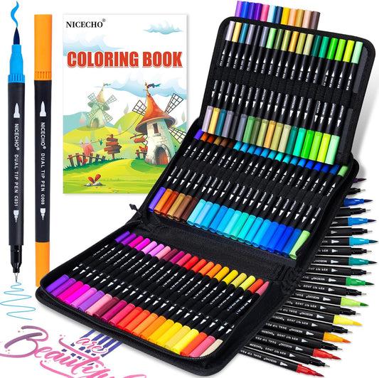 Marcadores artísticos de doble punta de 72 colores para libros de colorear para adultos, pincel y marcador de punta fina para dibujar diario, tomar notas y letras KEEPLIVINGFASTER