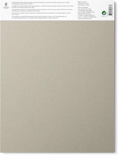 Winsor & Newton Bloc de medios mixtos profesional, 9" x 12", 25 hojas, 200gsm, negro