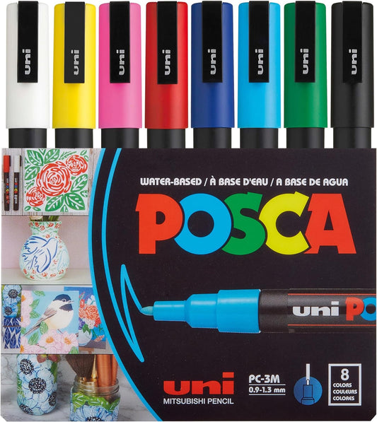8 marcadores de pintura Posca, 3M Fine con puntas reversibles, juego de bolígrafos de pintura acrílica KEEPLIVINGFASTER