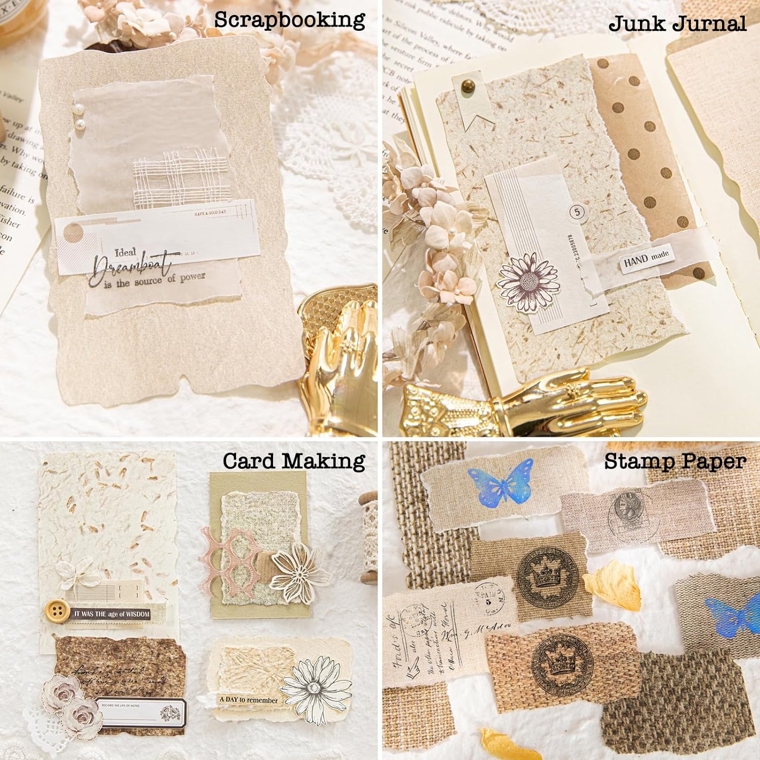 Juego surtido de hojas de papel de recortes y papel texturizado en relieve, papeles especiales mixtos para agenda de álbumes de recortes KEEPLIVINGFASTER