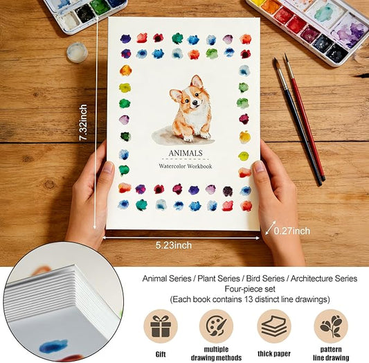 1 Cuaderno de trabajo de acuarela, papel de acuarela 100% algodón, prensa en frío de 5.4 x 7.4 pulgadas