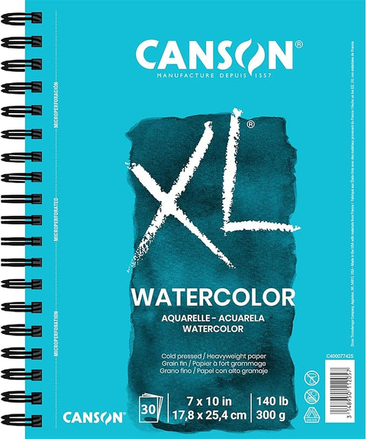Canson Papel de acuarela serie XL, bloc de alambre, 7 x 10 pulgadas, 30 hojas (140 libras/10.58 oz) KEEPLIVINGFASTER