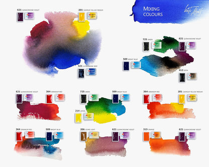 White Nights Nevskaya Palitra - Juego BOTANICA de 12 bandejas completas de acuarela profesional con pigmentos extrafinos de grado artístico, colores vibrantes y resistentes a la luz, caja de plástico portátil
