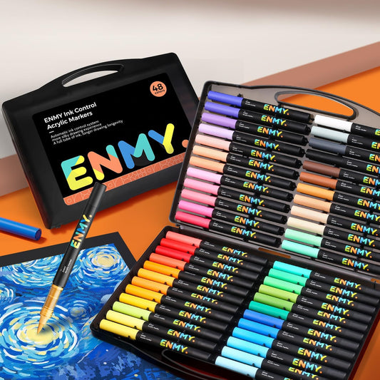 RESERVA - Bolígrafos de pintura acrílica de 48 colores, rotuladores de pintura acrílica líquida directa, marcadores de tela para textiles, lienzo, roca, vidrio, madera, papel, bricolaje, marcadores de