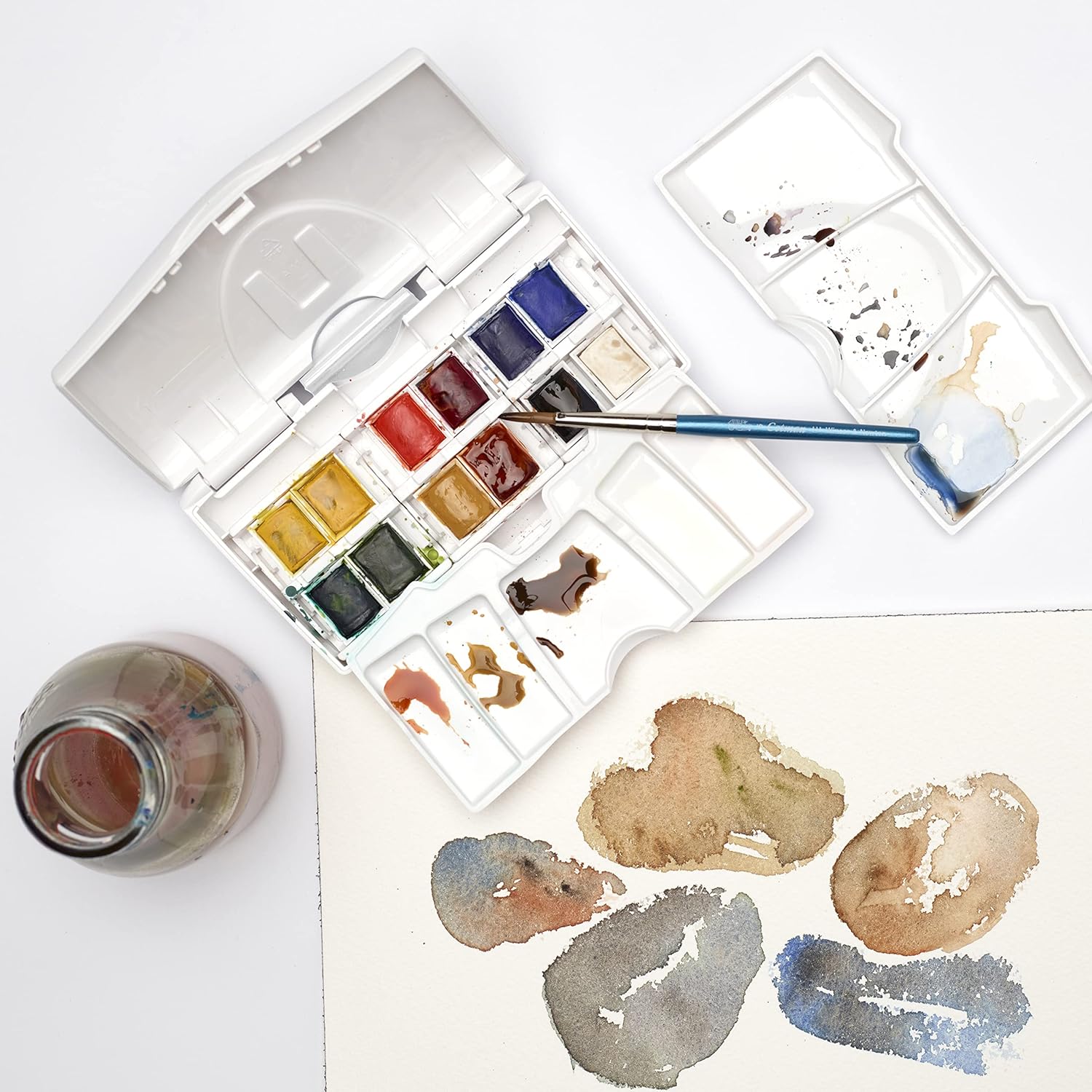 Winsor & Newton 390373 - Cotman Pocket Plus - Juego de 12 medias pastillas de acuarela Winsor & Newton
