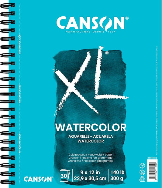 Canson Papel de acuarela serie XL, bloc de alambre, 9 x 12 pulgadas, 30 hojas (140 libras/10.58 oz)