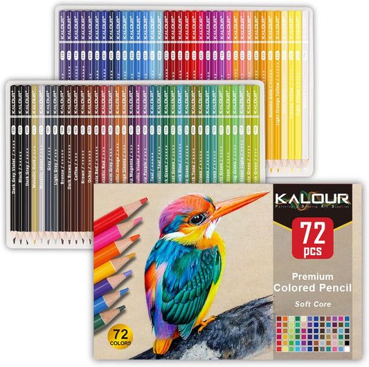 KALOUR 72 lápices de colores para adultos, núcleo suave, ideal para dibujar mezclas, sombreado, juego de lápices de colores, regalo para adultos, niños y principiantes