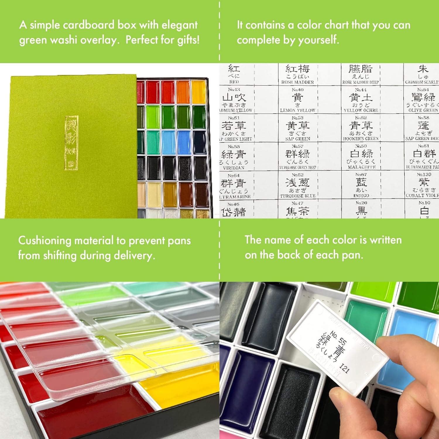 Kuretake Gansai Tambi - Juego de 48 colores de acuarela, calidad profesional para artistas y artesanos, para adultos, certificado AP, fabricado en Japón Kuretake Gansai Tambi