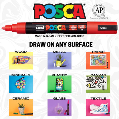 8 marcadores de pintura Posca, 3M Fine con puntas reversibles, juego de bolígrafos de pintura acrílica KEEPLIVINGFASTER