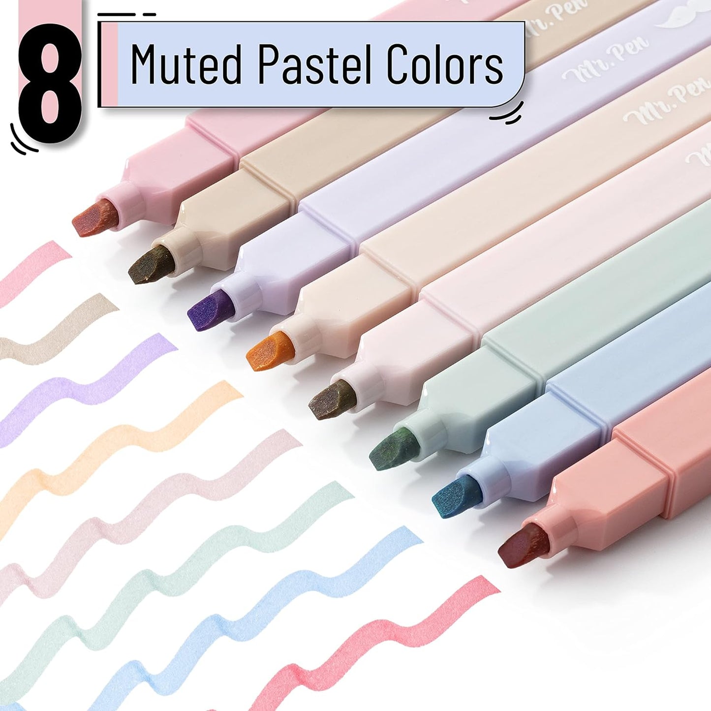 Paquete de 8 resaltadores punta cincel, estéticos y discretos, colores pastel, suministros escolares, no manchan el papel de Biblia, juego de resaltadores en colores surtidos