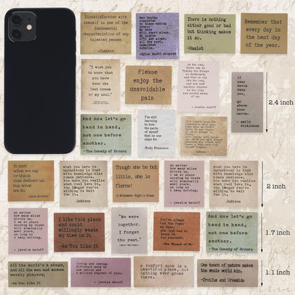 60 calcomanías motivacionales de estilo retro no repetitivo, estilo máquina de escribir, calcomanías inspiradoras vintage para diario, palabras famosas, álbumes de recortes para planificador KEEPLIVINGFASTER