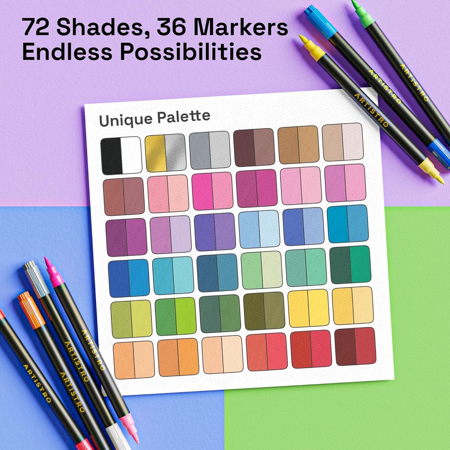 Marcadores de pintura - Bolígrafos acrílicos para rocas, vidrio, tela, bricolaje - Suministros de arte - 36 marcadores de punta de pincel doble