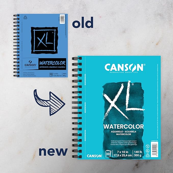 Canson Papel de acuarela serie XL, bloc de alambre, 7 x 10 pulgadas, 30 hojas (140 libras/10.58 oz) KEEPLIVINGFASTER