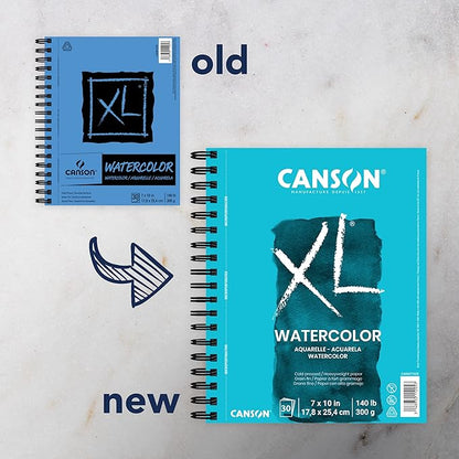Canson Papel de acuarela serie XL, bloc de alambre, 7 x 10 pulgadas, 30 hojas (140 libras/10.58 oz) KEEPLIVINGFASTER