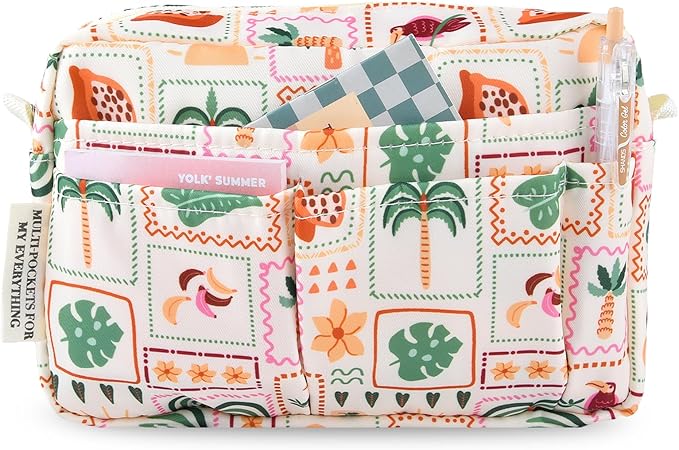 Organizador multifuncional de cartera, bolsa de viaje impermeable con cremallera, estuche de almacenamiento de suministros para diarios pequeños para cuadernos, maquillaje, suministros de