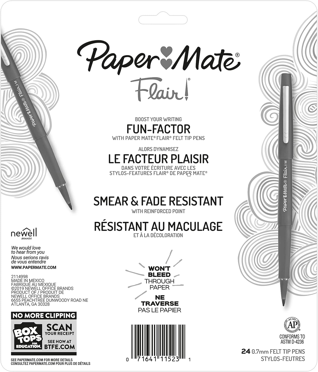 Paper Mate - Bolígrafos de punta de fieltro, punta media (0.7 mm) 24-paquete
