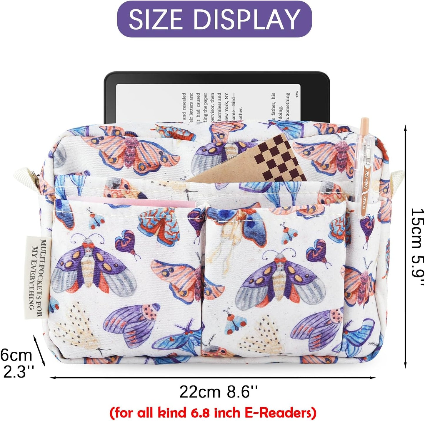 Organizador multifuncional para cartera, bolsa de viaje impermeable con cremallera, estuche de almacenamiento de suministros de diario para cuadernos, maquillaje, suministros de oficina