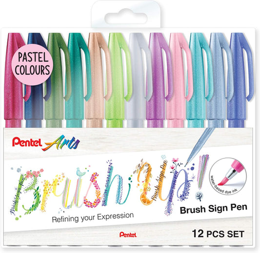 Pentel Pluma de signo pincel colores pastel - Punta de pincel - Punta de fibra