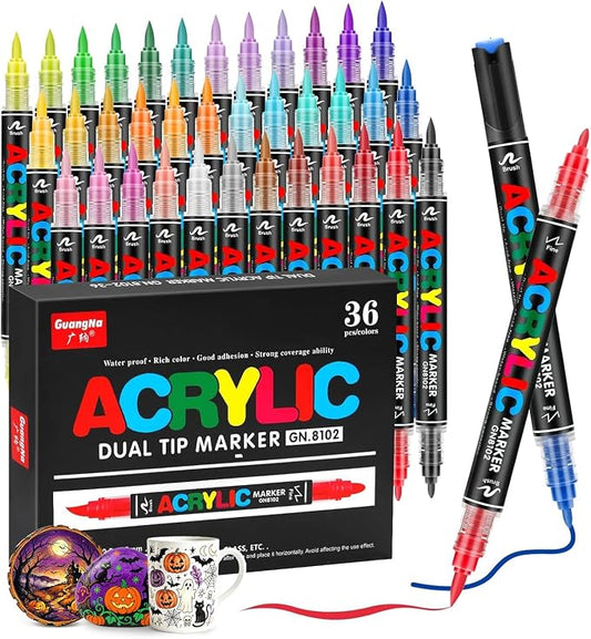 RESERVA - Marcadores de pintura acrílica, punta de pincel, juego de marcadores acrílicos para madera, roca, vidrio, lienzo, piedra, tela, vidrio, metal, cerámica, lienzo, suministros de arte para manualidades