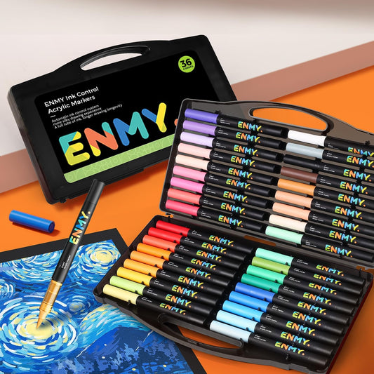 RESERVA - Rotuladores de Pintura Acrílica Líquida Directa de 36 Colores, Rotuladores Marcadores de Pintura Acrílica, Marcadores de Tela para Textil, Lienzo, Roca, Vidrio, Madera, Papel, Bricolaje