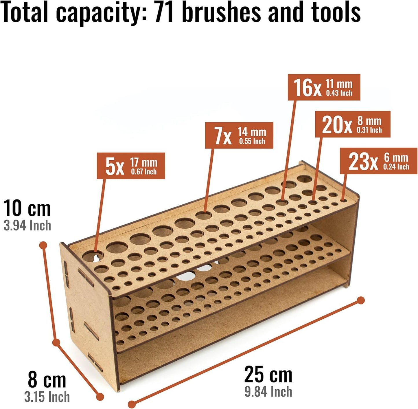 Soporte para pinceles. Organizador de pinceles de pintura de gran capacidad y kit organizador de suministros de arte para miniaturas de mesa y pared, modelado y manualidades