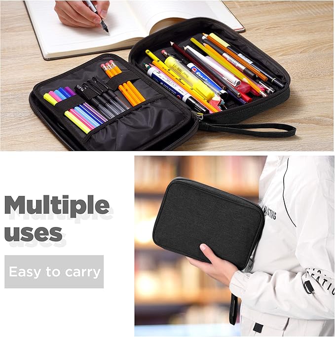 Cartuchera de gran capacidad para marcadores, lápices, lapiceras, papeles y sobres de carta, portador para billetera, diario, secundaria, oficina, universidad, estudiante, niña, mujer, adulto, adolescente