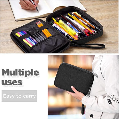 Cartuchera de gran capacidad para marcadores, lápices, lapiceras, papeles y sobres de carta, portador para billetera, diario, secundaria, oficina, universidad, estudiante, niña, mujer, adulto, adolescente