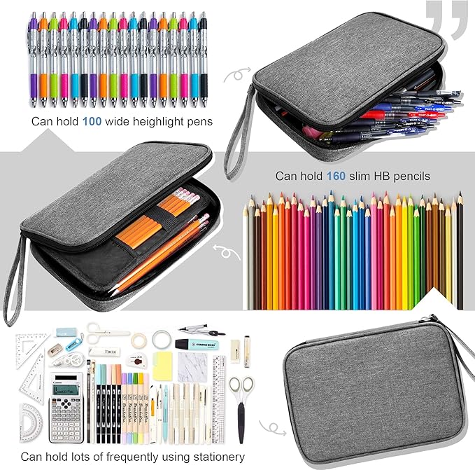 Cartuchera de gran capacidad para marcadores, lápices, lapiceras, papeles y sobres de carta, portador para billetera, diario, secundaria, oficina, universidad, estudiante, niña, mujer, adulto, adolescente