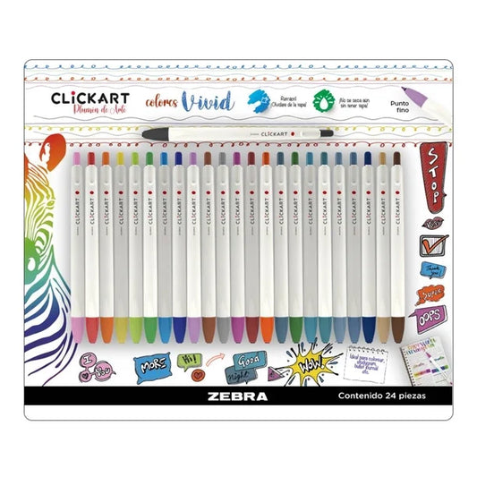 RESERVA - Marcadores de Arte Click Art Zebra Vivid Varios Colores 24 pzas