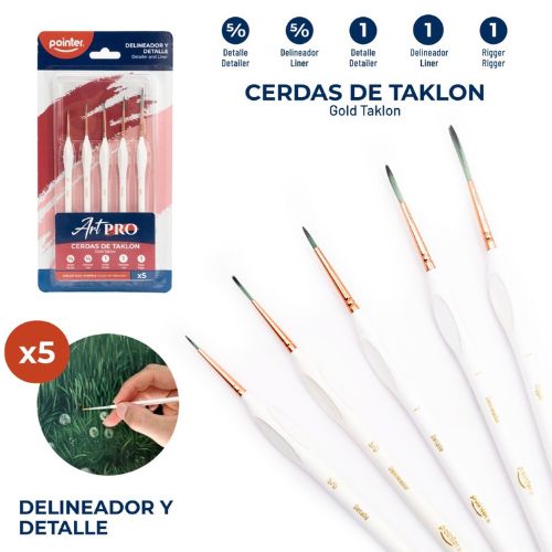 Pointer - Juego de Pinceles 5 piezas - delineadores
