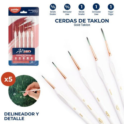Pointer - Juego de Pinceles 5 piezas - delineadores