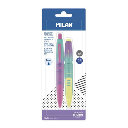 Milan - Blíster 1 bolígrafo tinta azul + 1 portaminas COMPACT Sunset