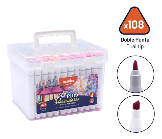 Pointer - Marcador Art-pro Doble Punta Colores Mezclables Set X 108