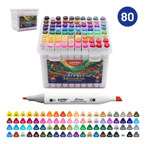 Pointer - Marcadores Permanentes Art-pro Pointer® Set X 80 Colores  - punta fina y biselada
