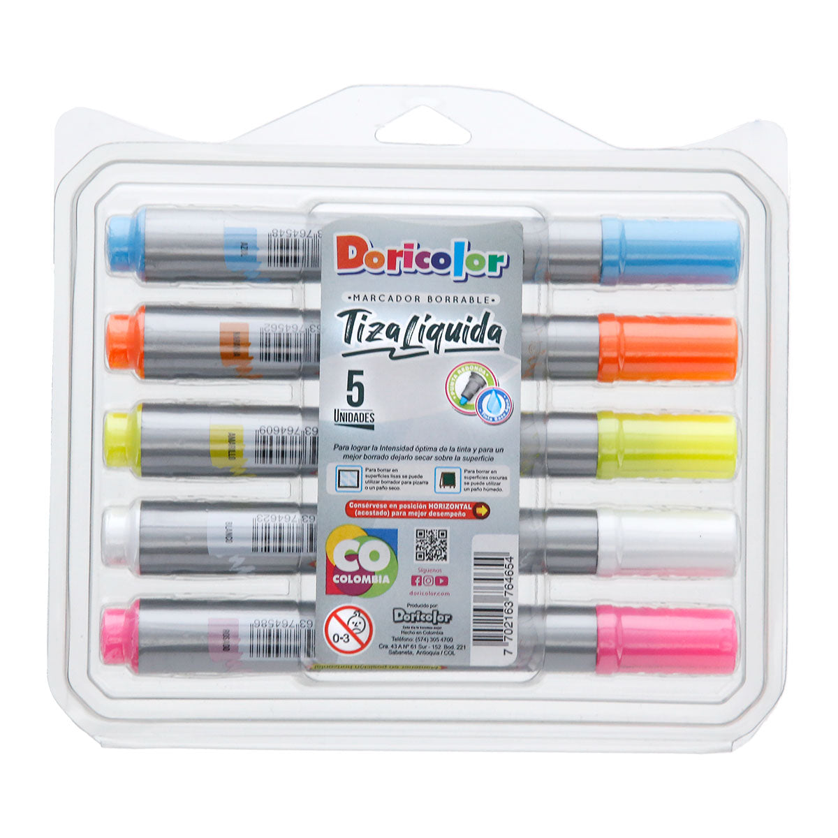 Doricolor - Estuche Marcador Tiza Liquida Surtido x 5 uds